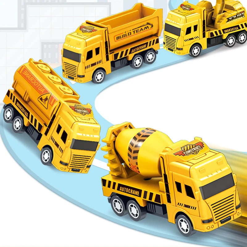 1pcs Mini Yellow Construction Vehicle Set Pull Back Toy Cars 4 Pack Engineering Truck Model for Kids Toddlers Educational Play