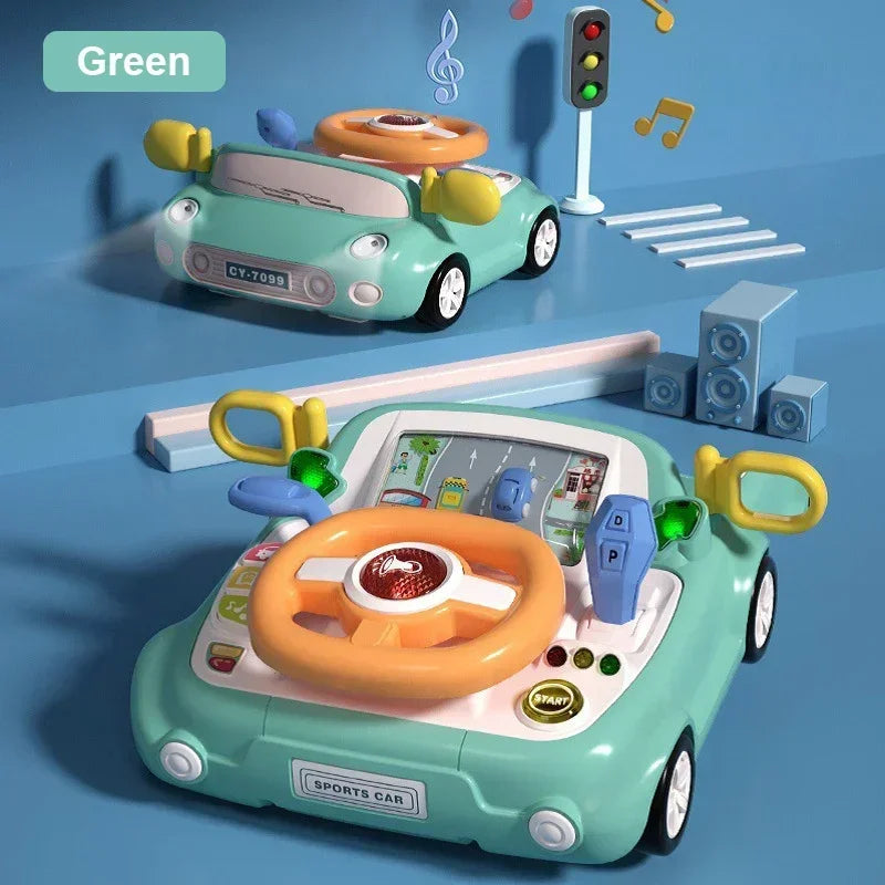Children's Steering Wheel Toy Simulation Driving Toys with Light Music Car Seat Play Baby Interactive Educational Toy for Kids