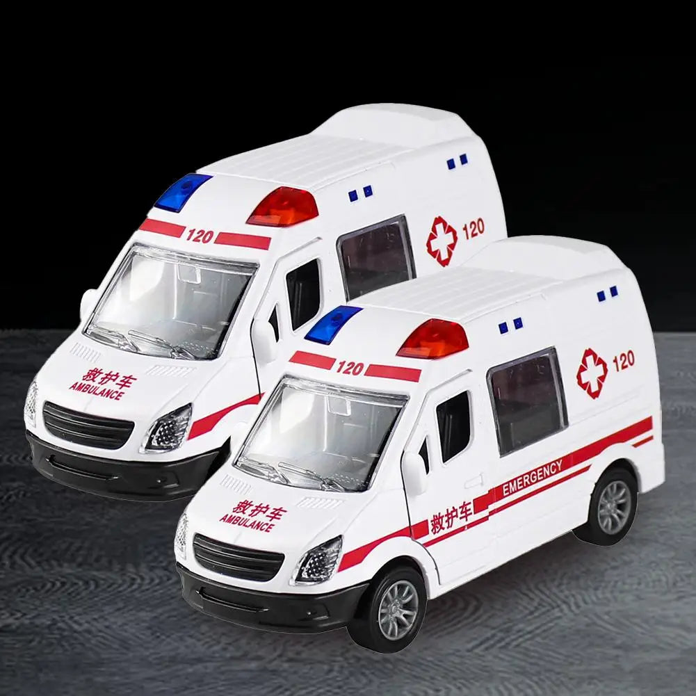 Children's Inertia Pull Back Car Toy Simulation Ambulance Model Car Toys Collection Gifts Toys for Boys