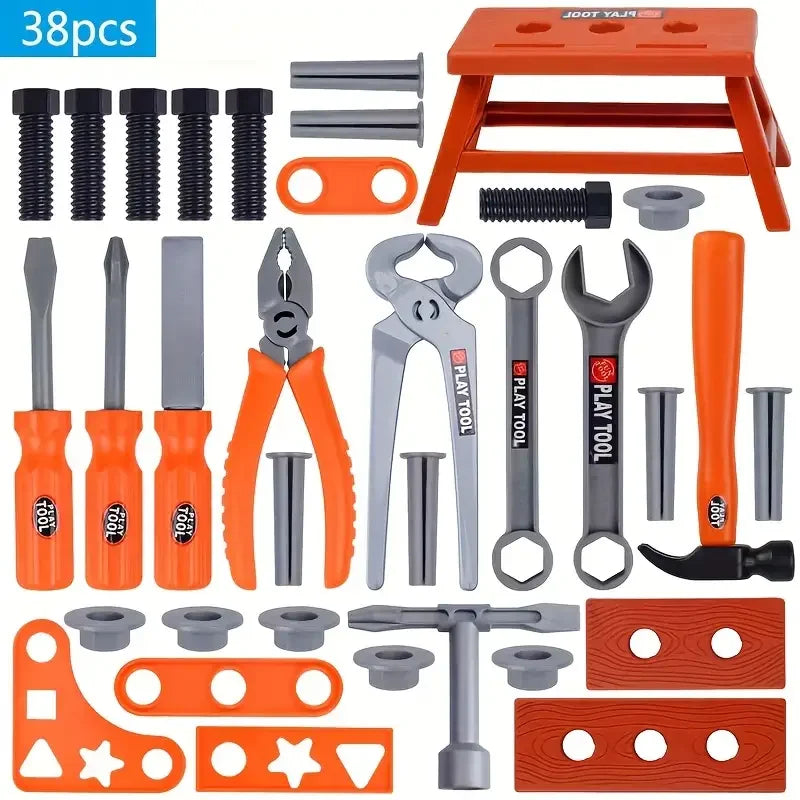 Toddler Tool Playset Hammer Saw and More, Construction Pretend Play Tools for Kids, Best Birthday Gift Ideas for Kids