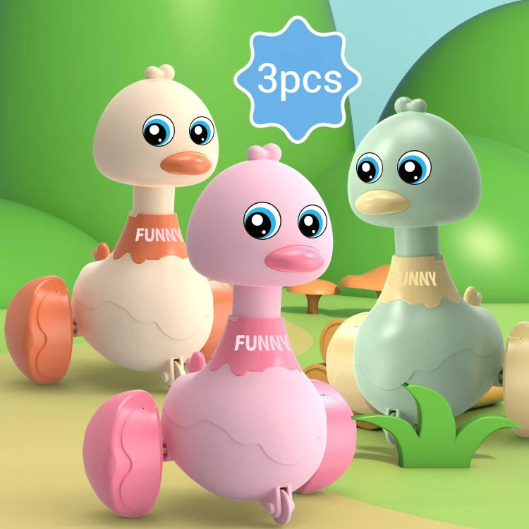 Baby Toy Cartoon Swing Duck Toy Press Vehicles Glide Animal Inertia Pull Back Cars Early Educational Crawling Toy Toddlers Gifts