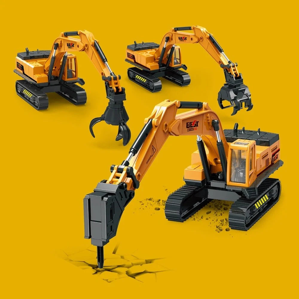 1:55 Simulation Engineering Vehicle Toy Excavator Demolition Machine Grab Stone Machine Grab Wood Crane Model Car Toys