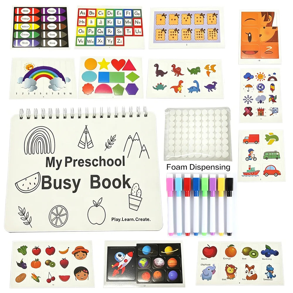 Montessori Preschool Learning Activities Busy Book，Workbook Activity Binder Autism Learning Materials and Tracing Coloring Book