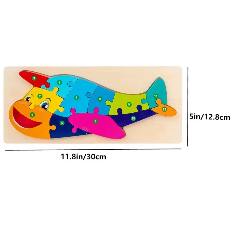 Wooden Puzzles for Kids,  Number Puzzle,  Dinosaur Puzzles and Animal ,Traffic,Characte Jigsaw Toys for Boy Girl Ideal Gift, 1-6
