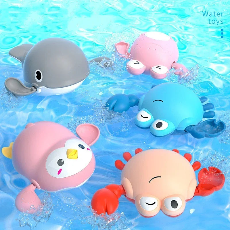 Cute Clockwork Baby Bath Toys, Funny Animal Water Play Dolls, Kids Swimming Bathtub Shower Toy, Lovely Bathroom Play Gift for Ch