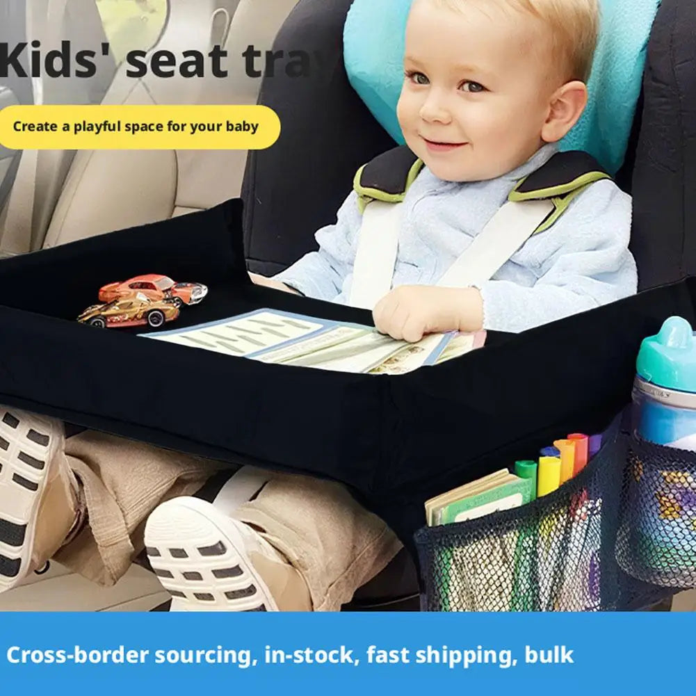 Car Seat Travel Tray Safety Seat Play Table Organizer Storage Snacks Toys Cup Holder Waterproof For Baby Children Kids Stroller