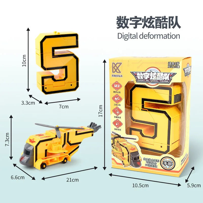 Children's Toy Car Oversized Digital Deformation Toy Children's Robot Digital 0-9 Assembly Puzzle Package Boys' Toys