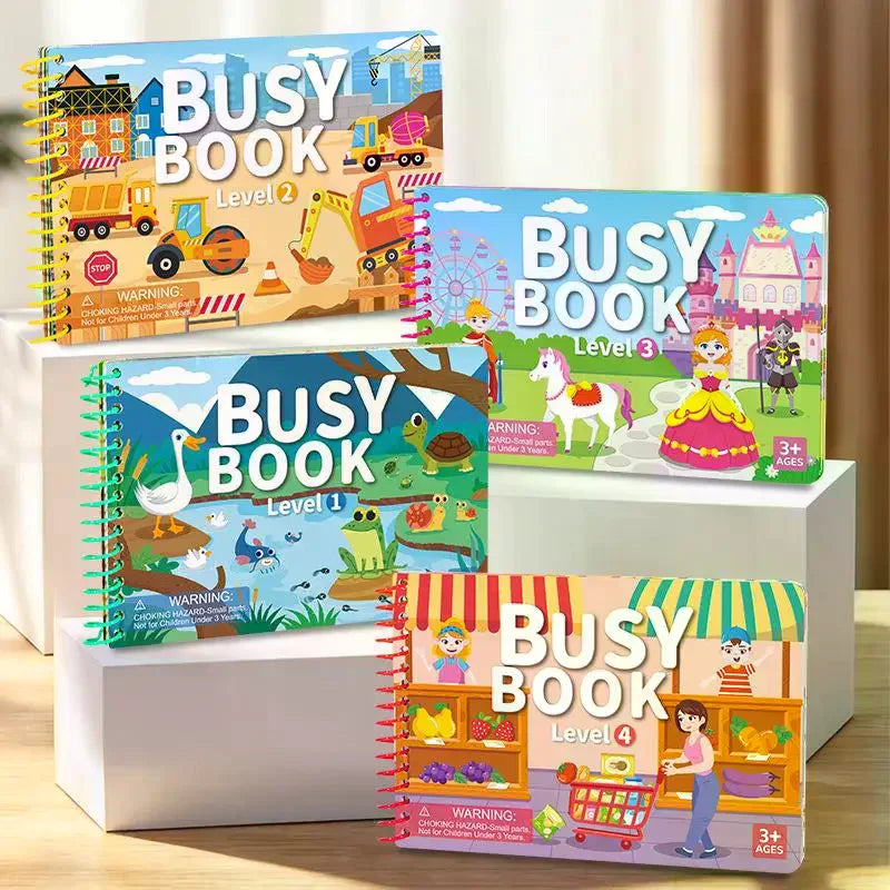 Montessori Quiet Busy Book, Educational DIY Cartoon Sticker Activity Toy for Kids Travel