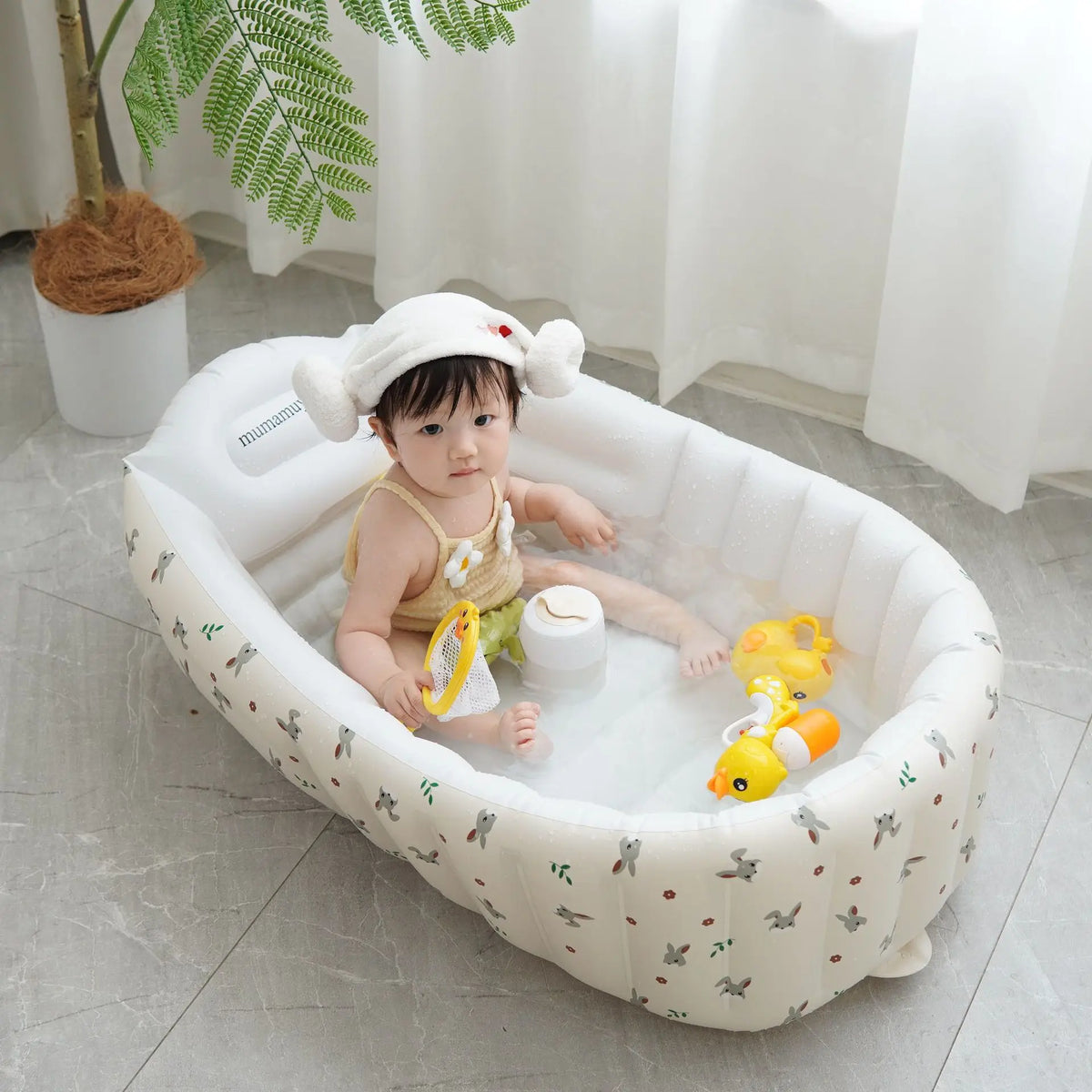 Ins Style Baby Inflatable Bathtub, Infant Portable Bath Tub, Indoor Kids Swimming Pool, Home Children Wash Basin for Newborn