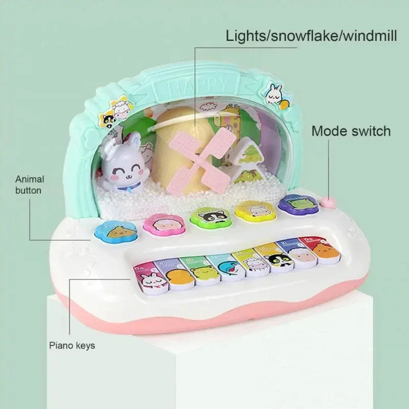 Electronic Piano Keys Snowfiake Cartoon Musical Instrument Toys Sounds Lights Children Educational Game Kids Toys Christmas Gift