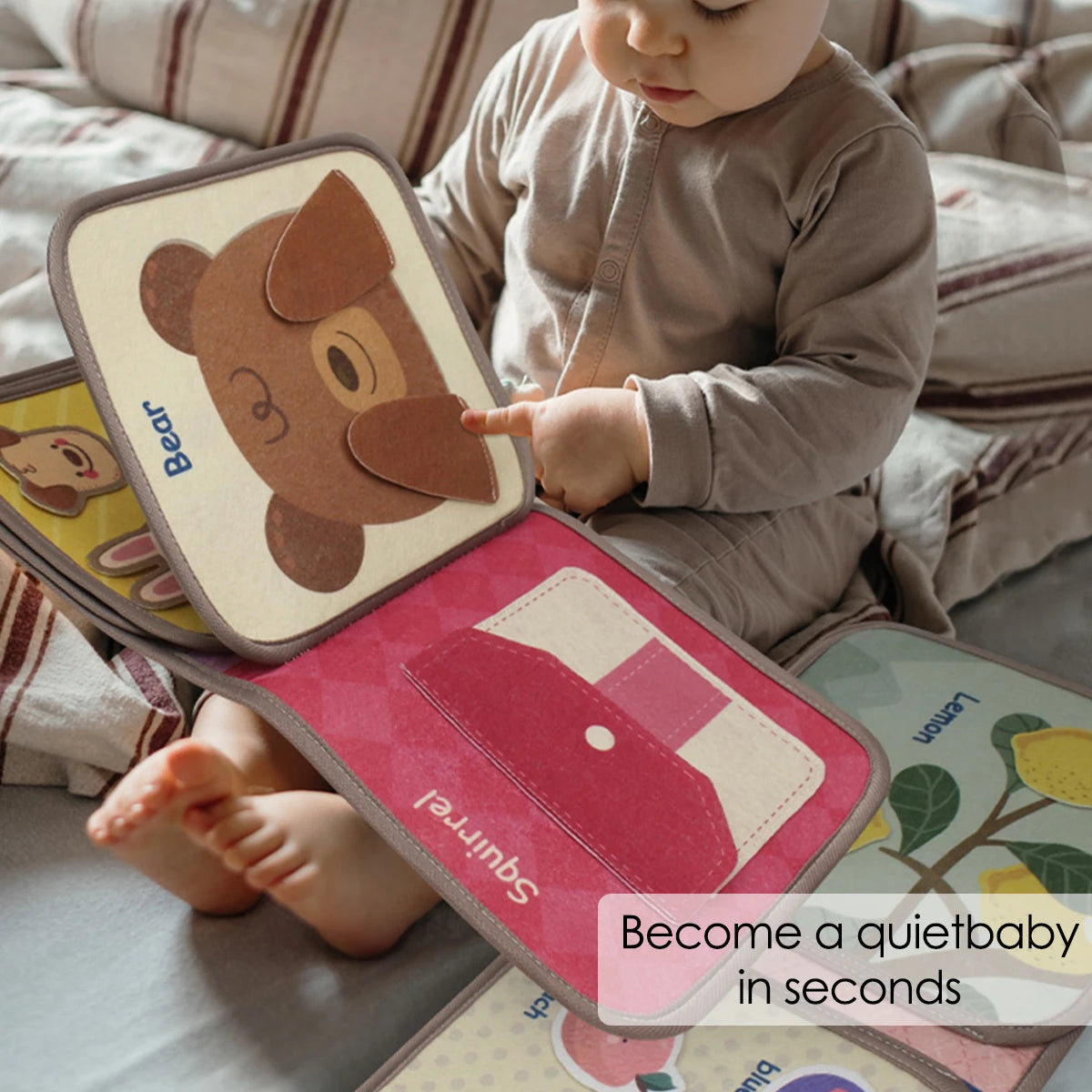 1pcs Montessori Busy Book Baby Early Education Book, Puzzle Toy, Animal Cognitive Fabric Book, Repeated Paste Book & Sensory Toy