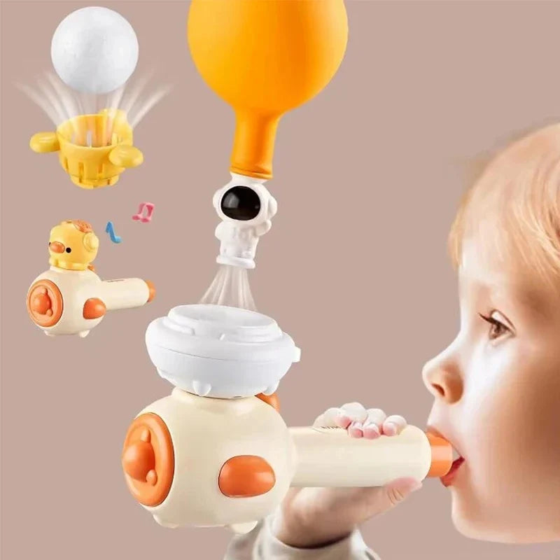 Montessori Toy for Kids with Whistle Ball Blowing Floating Blow Pipe Ball Three in One Sensory Fine Motor Skills Educational Toy