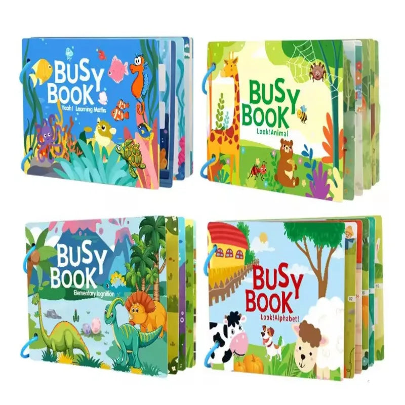 Busy Book for Kids, Animals Vehicles Dinosaurs Stickers, Matching Number & Letter Games, Interactive Learning Activity Book