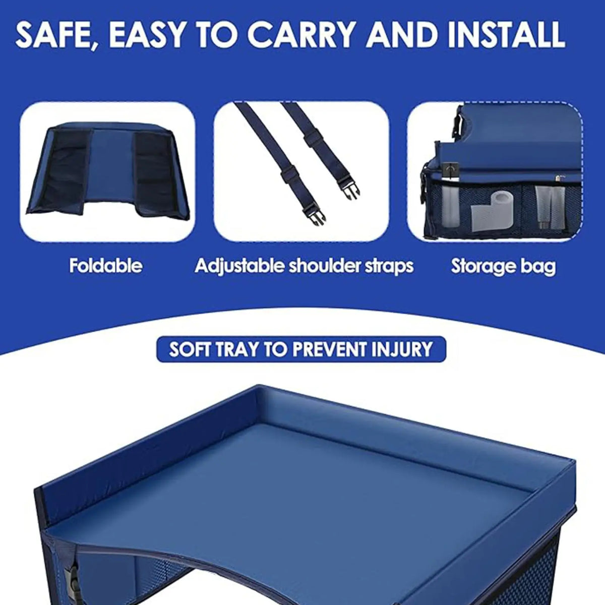 Car Seat Travel Tray Safety Seat Play Table Organizer Storage Snacks Toys Cup Holder Waterproof For Baby Children Kids Stroller