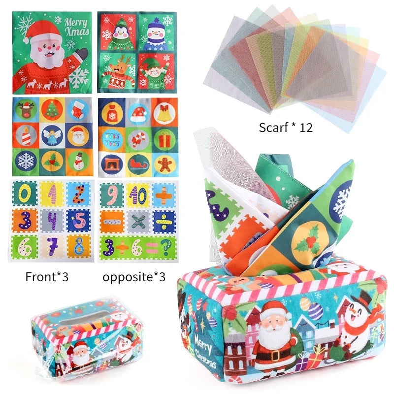 Baby Tissue Box Montessori Educational Toys Colorful Soft Sensory Toy For Toddler Finger Exercise Pumping Silk Scarf Gifts 0-18M