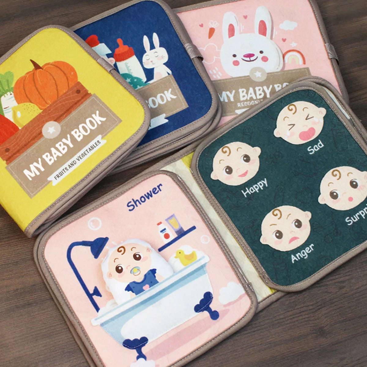 1pcs Montessori Busy Book Baby Early Education Book, Puzzle Toy, Animal Cognitive Fabric Book, Repeated Paste Book & Sensory Toy