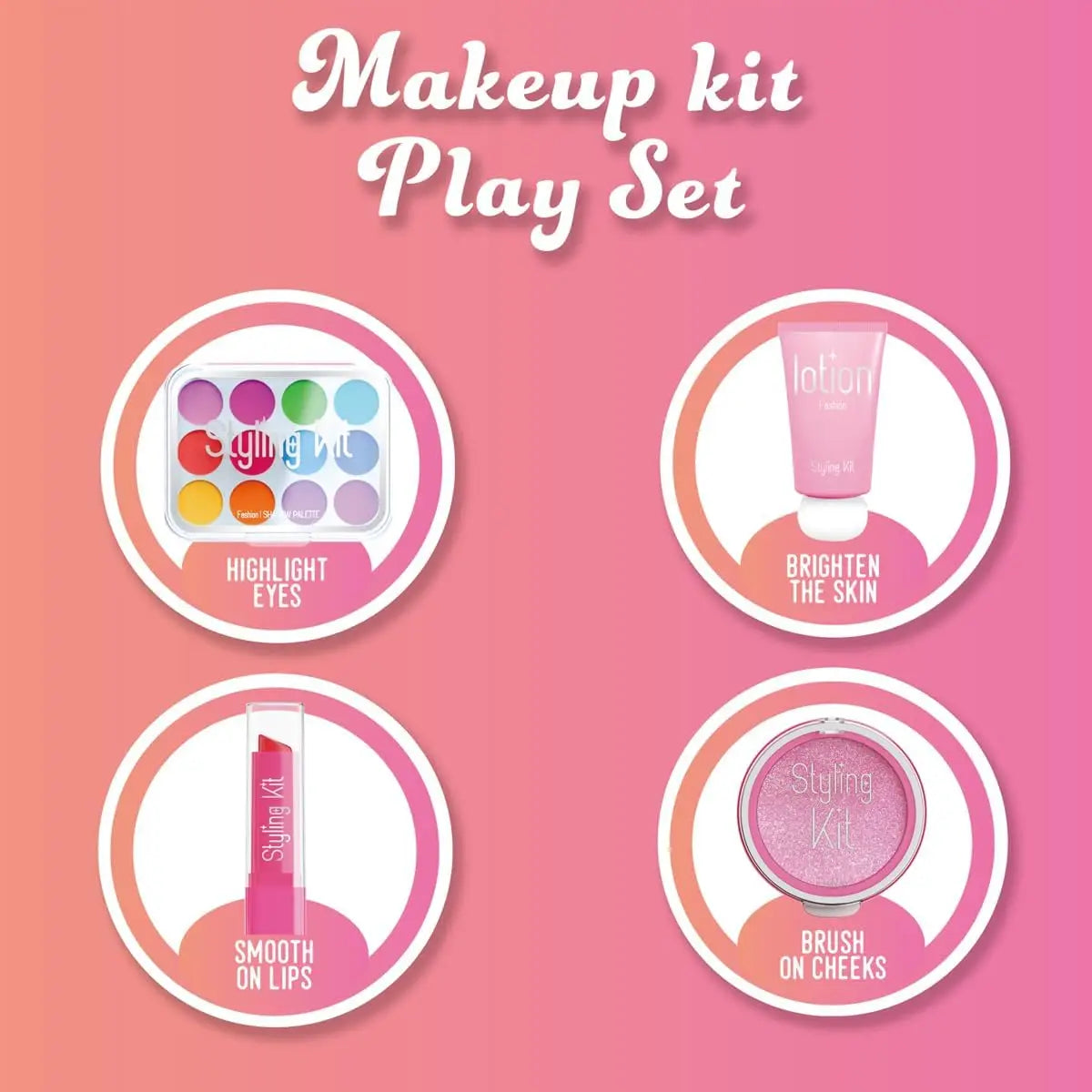 Child Girl Makeup Career Role Play Toys Play Makeup Toys Simulated Pretend Play Cosmetics Lipstick Powder Blusher Sets for Kids