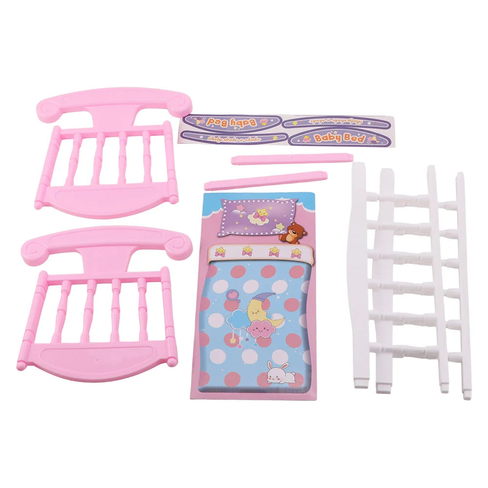 Infant Carriage Baby Bed Cradle Pretend Play Lightweight Baby Rocking Bed Role Play Furniture Rocking Crib Girls Gift