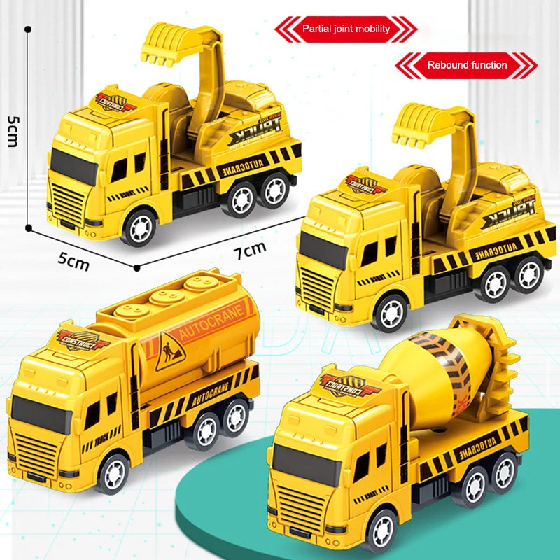 1 Pc Educational Cars Children Kid Pull Back Toy Warrior Engineering Vehicle Model Four Mini Cars
