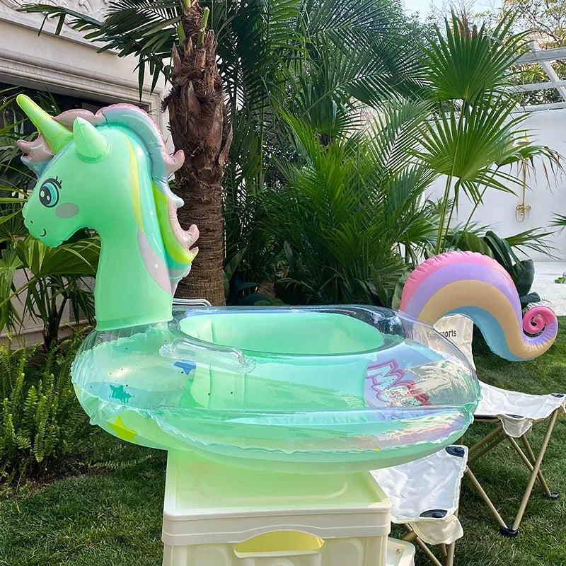 Swim Ring Inflatable Pool Float Baby Rainbow Sequined Unicorn for Kids Swimming Circle Children Swim Ring Pool Toys Floating