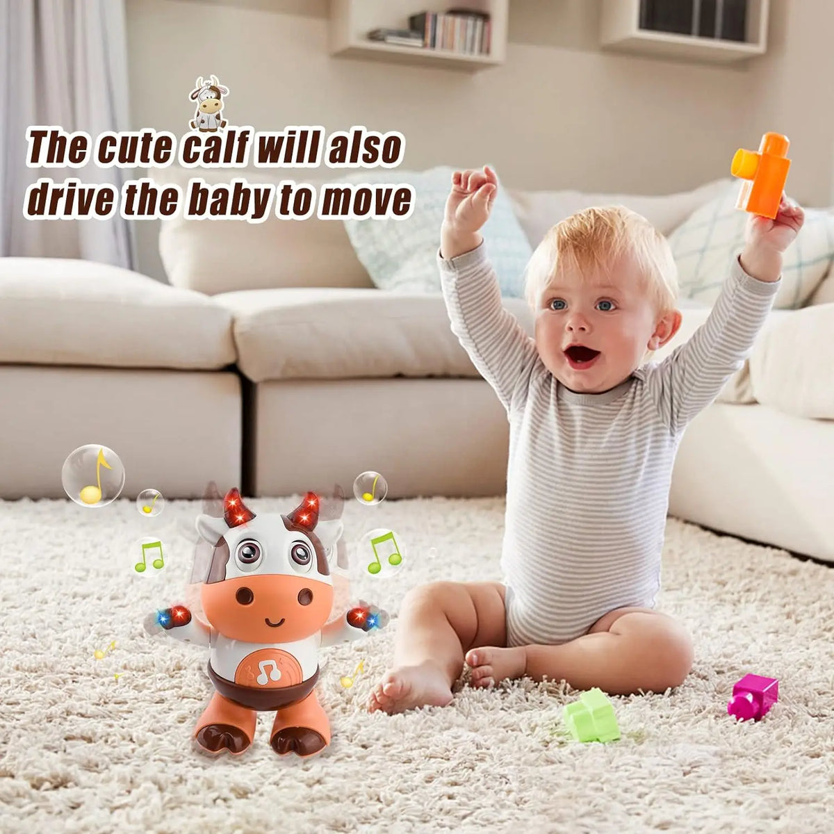 Baby Dancing Cow Toy - Electric Music Plush Cow with Funny Songs and Moves, Baby Interactive Baby Toys, Cute Toddler Christmas G