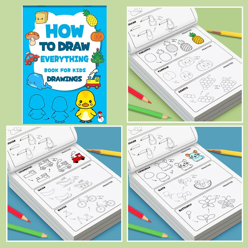 How To Draw Everything Book for Kids - Step-by-Step Drawing Tutorial with 300+ Illustrations, Learn To Sketch for 3-8 Years Old