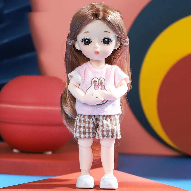 Doll For Girl Toy BJD Mini Doll 13 Movable Joint Baby 3D Big Eyes Beautiful DIY Toy Doll With Clothes Dress Up 1/12 Fashion Doll