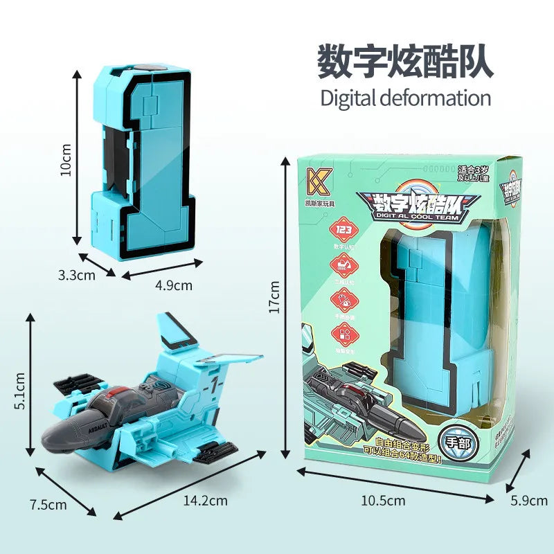 Children's Toy Car Oversized Digital Deformation Toy Children's Robot Digital 0-9 Assembly Puzzle Package Boys' Toys