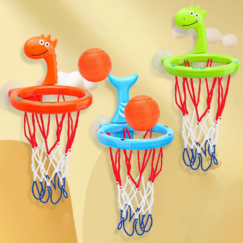 Baby Bath Toy Children Water Play Toys Set Bathroom Bathtub Suction Cup Shooting Basketball Hoop with 3 Balls Bath Toys for Kids