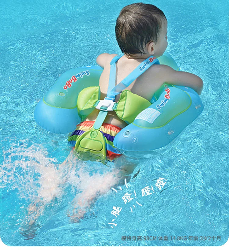 Swimbobo Safe Anti-Slip Baby Float with Safety Shoulder Straps, Inflatable Swimming Pool Ring for Infant, Prevent Tipping Over,