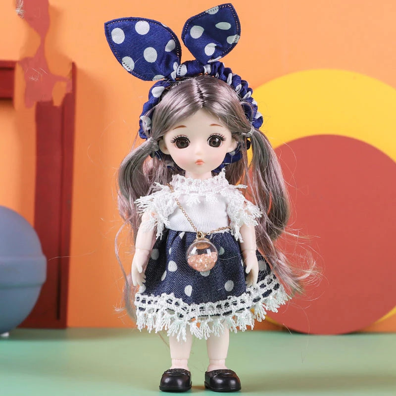 Doll For Girl Toy BJD Mini Doll 13 Movable Joint Baby 3D Big Eyes Beautiful DIY Toy Doll With Clothes Dress Up 1/12 Fashion Doll