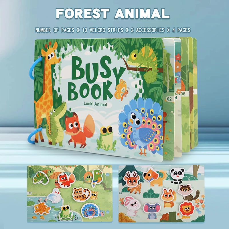 Montessori Baby Busy Book My First Quiet Book Paste Early Learning Education Toy Children Toy Matching Game for Babies