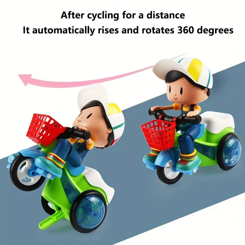 Robot Toys for Kids Spinning Stunt Car Toys Dancing Electric Trike Kids Motorcycle Cartoon Toy Interactive Toy with Music Light