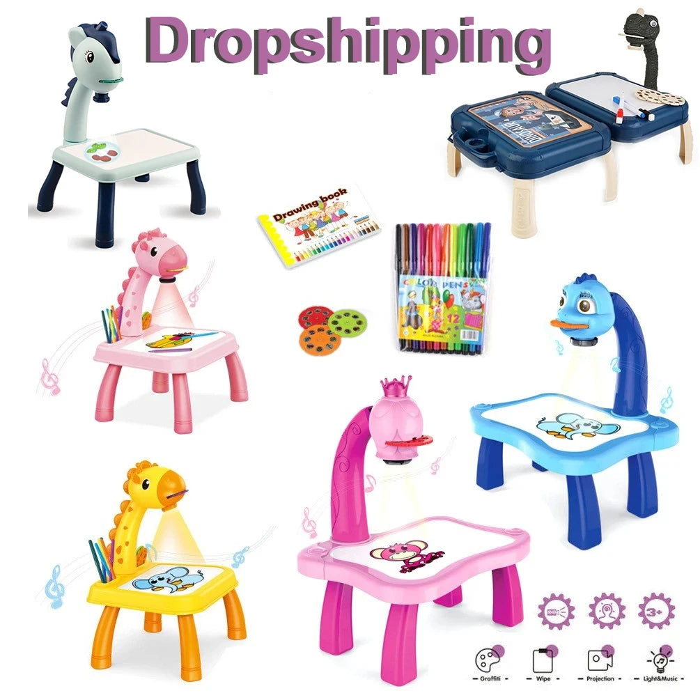 Baby Projection Drawing Board Childrens Early Education Art Drawing Toys Cultivate Kids Interest Study Puzzle Painting Toys Gift