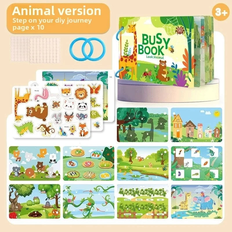 Montessori Baby Busy Book My First Quiet Book Toys for Children Paste Matching Puzzle Game Early Learning Education Toys