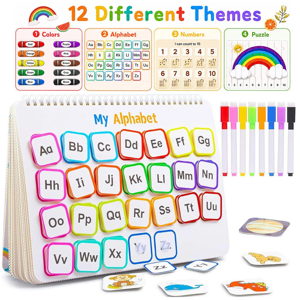 Montessori Preschool Learning Activities Busy Book，Workbook Activity Binder Autism Learning Materials and Tracing Coloring Book