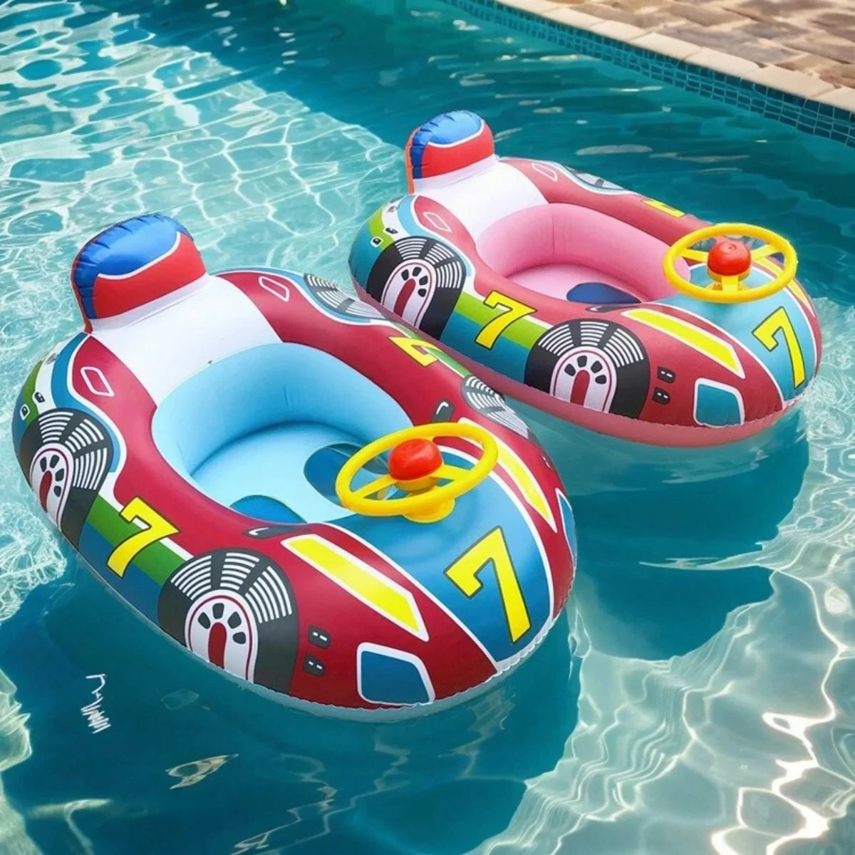 Children's swimming pool float - A safe and practical inflatable summer beach float with a handle suitable for children to use