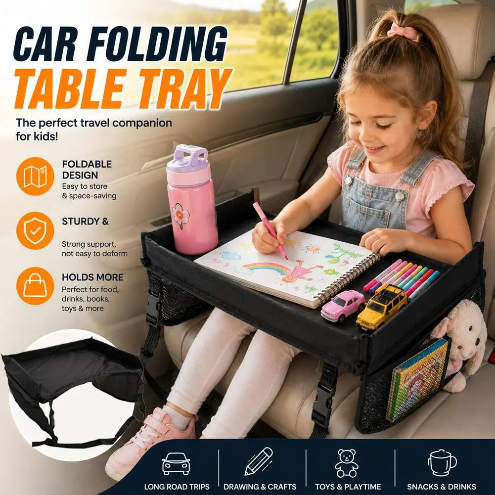 Car Seat Travel Tray Safety Seat Play Table Organizer Storage Snacks Toys Cup Holder Waterproof For Baby Children Kids Stroller