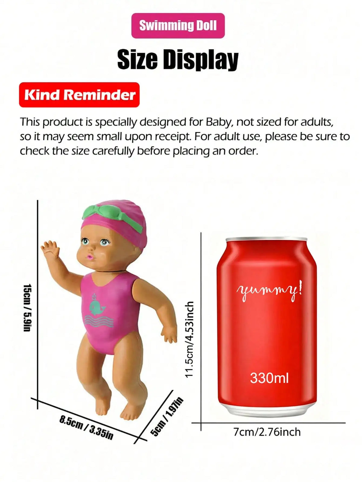 6 Inch Wind Up Swimming Baby Doll Bath Toy,Kids Wind Powered Swimming Doll Bathtub Toy,Summer Pool Beach Bath Play Toy for Baby