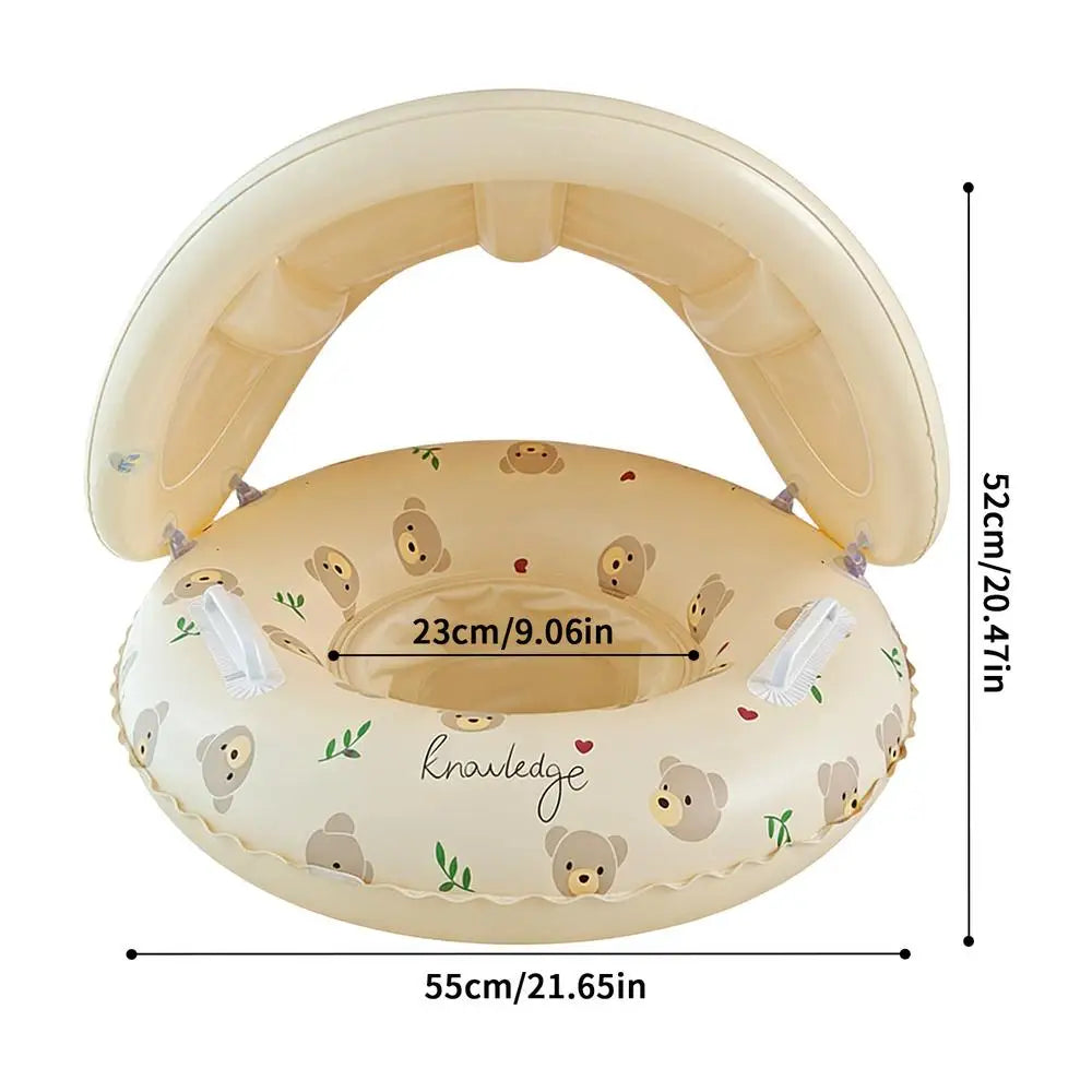 Baby Swimming Ring Inflatable Swim Ring with Detachable Sunshade Toddlers Pool Float Beach Water for Summer Pool Party