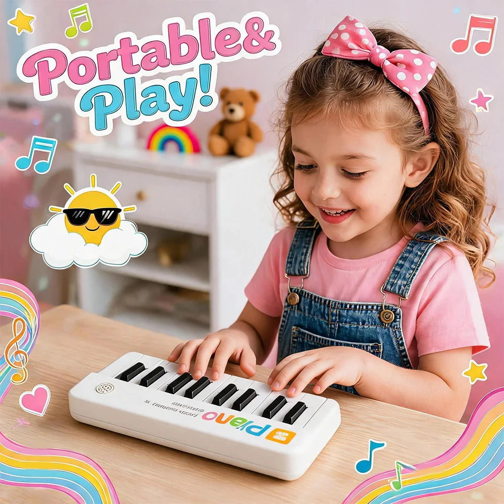 Portable Piano Toys for Toddler, Baby Musical Toys with Music & Light, Pocket Travel Instrument Toys