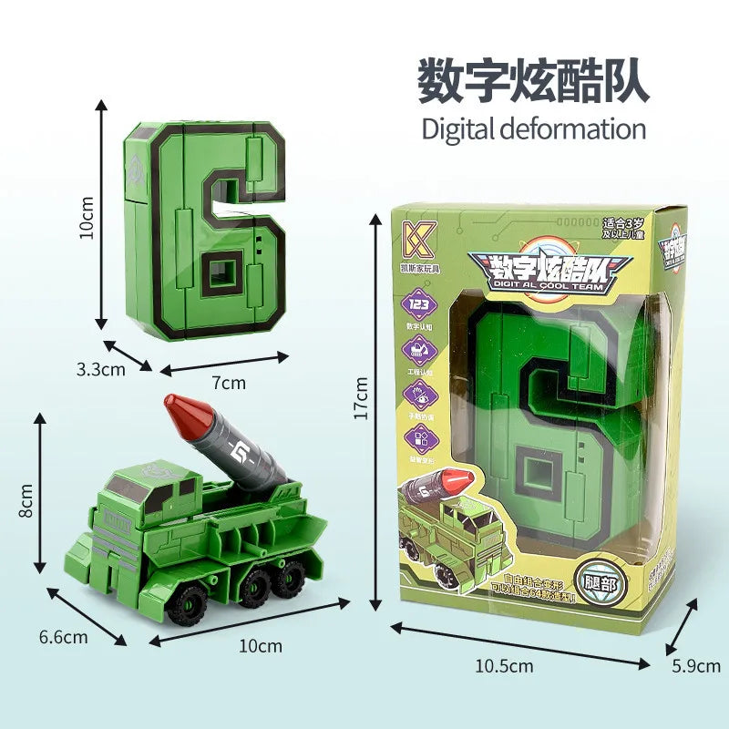 Children's Toy Car Oversized Digital Deformation Toy Children's Robot Digital 0-9 Assembly Puzzle Package Boys' Toys