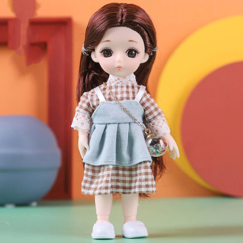Doll For Girl Toy BJD Mini Doll 13 Movable Joint Baby 3D Big Eyes Beautiful DIY Toy Doll With Clothes Dress Up 1/12 Fashion Doll