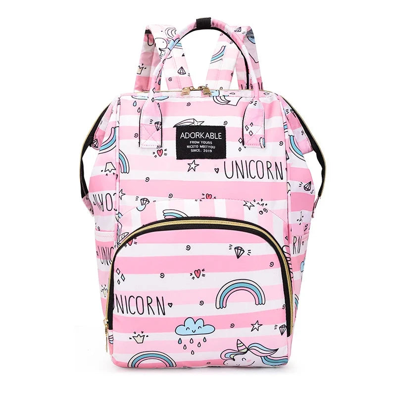 Cartoon Print Mommy Backpack Large Capacity Baby Bottle Storage Bags Baby Diaper Bag Fashion Women's Backpack Maternity Bag New