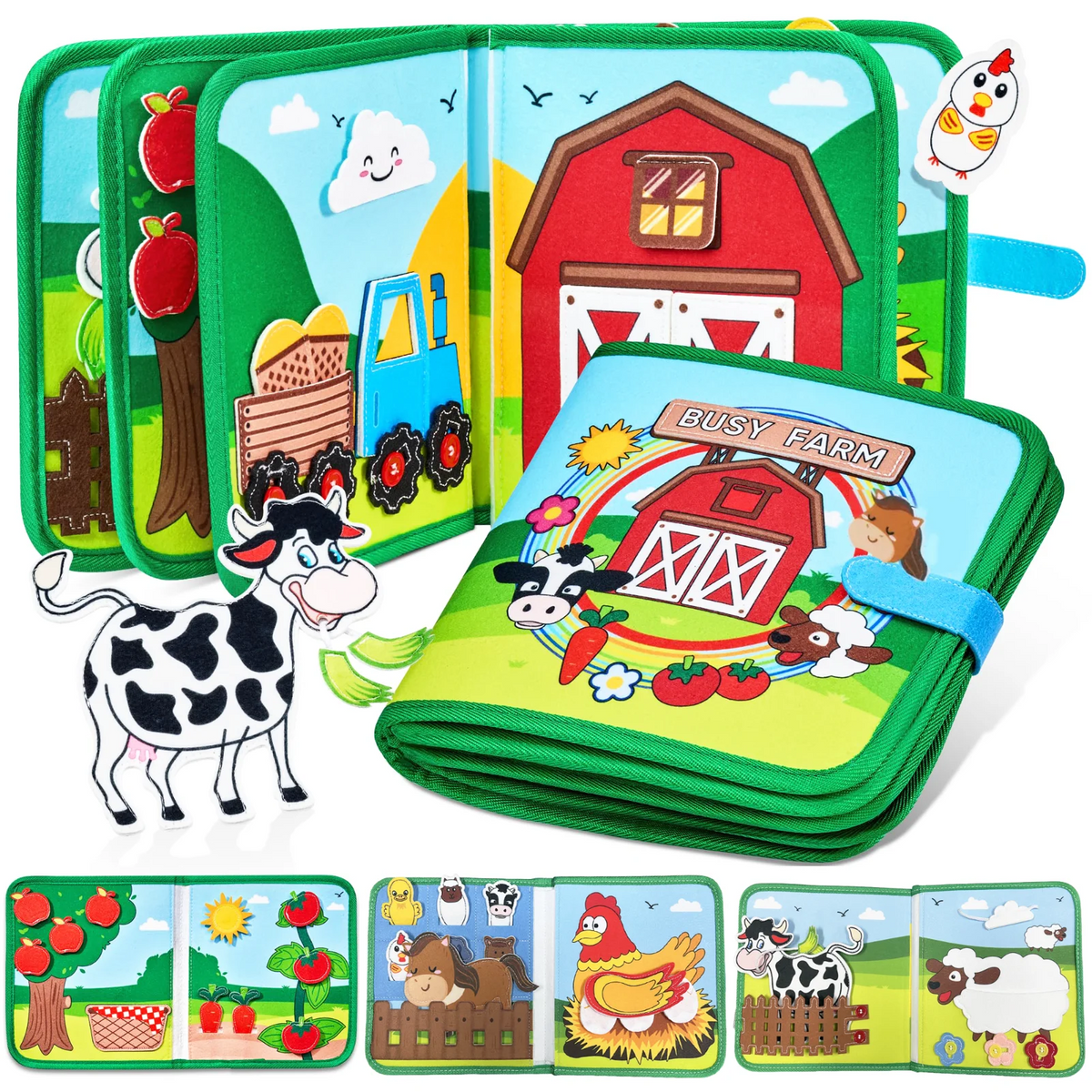 Montessori Toys Busy Book for Toddlers Farm Animal Storytelling Busy Board Kids Fine Motor Early Education Toys Travel Gifts