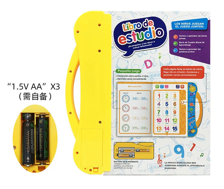 English Spanish Language Reading Book Multifunction Reading Machine Learning for Kid Early Education E-Book Teaching Toys Gifts