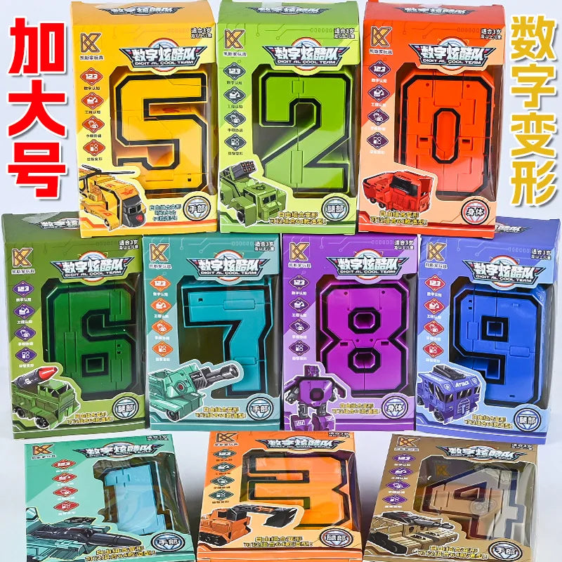 Children's Toy Car Oversized Digital Deformation Toy Children's Robot Digital 0-9 Assembly Puzzle Package Boys' Toys