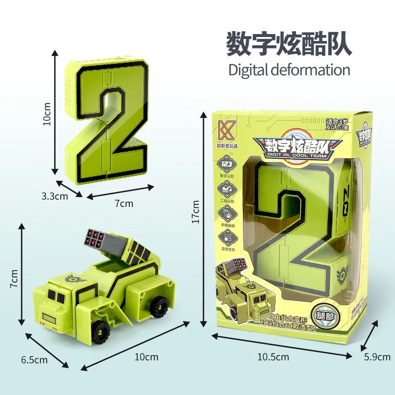 Children's Toy Car Oversized Digital Deformation Toy Children's Robot Digital 0-9 Assembly Puzzle Package Boys' Toys