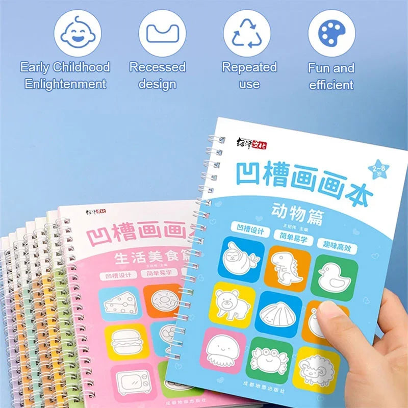 Children's Groove Drawing Book Kindergarten 3-14 Ages Children's Drawing Basic Practice Groove Drawing Book Magic Copybook