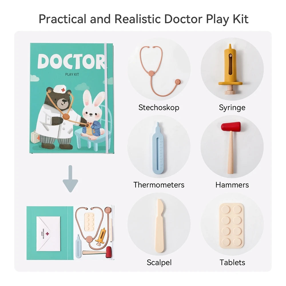Baby Toys Silicone Play House Doctor Medical Toys Pretend Treatment Tool Model Stethoscope Syringe Silicone NO BPA Toys for Kids